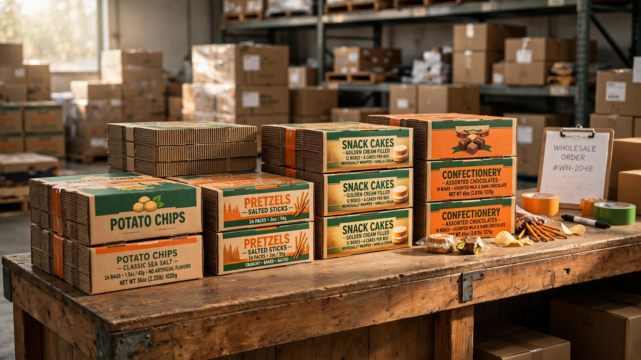Suffolk Wholesale Snacks commercial distribution warehouse and contractor pickup floor in Hauppauge, NY